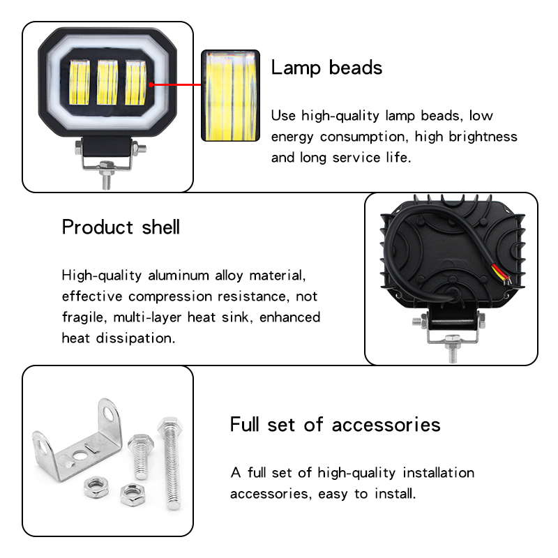 Lens 4 Inch Led Werk Licht 30W Wit Voor Motorfiets Suv Auto 4X4 Vrachtwagen Rijden Lichten