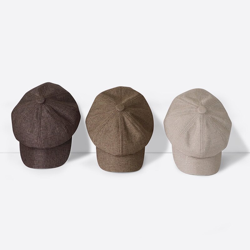 Wuaumx-sombrero octogonal para hombre y mujer, gorros Retro con visera curvada, boina de pico de pato, boina de Detective, Unisex, gorra boina de pintor