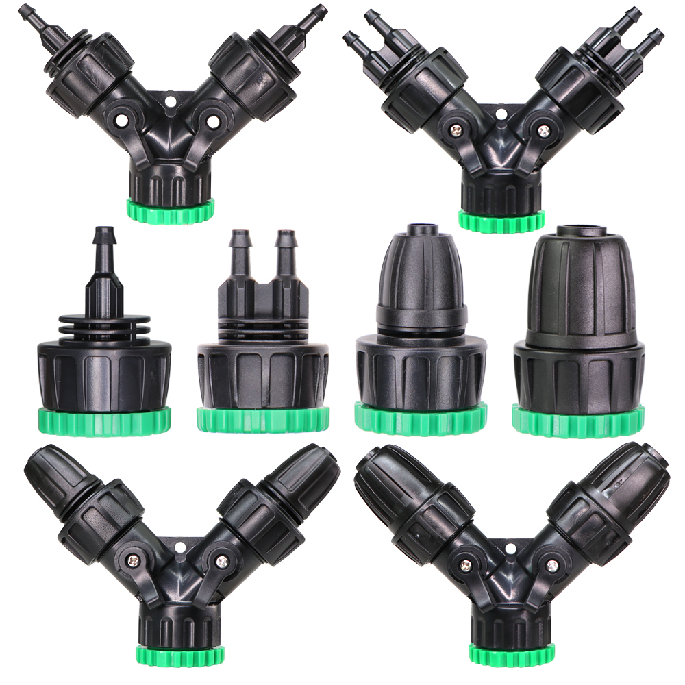 Hose Connector Adapter - 1/2" 3/4" Female Thread to 1/4" 3/8" 1/2" Barb - 2-Way 4-Ways Coupling Tap Tubing Joint