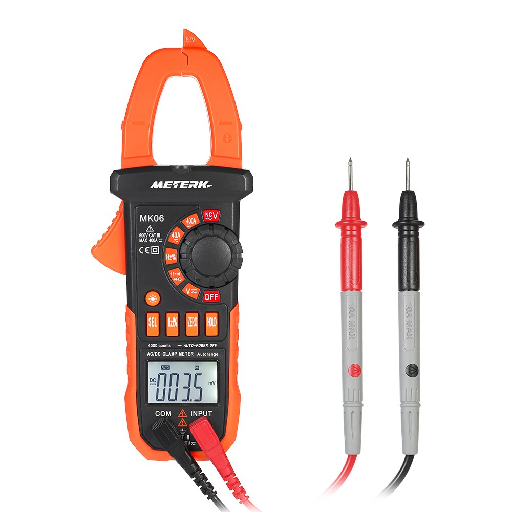 Meterk 4000 Counts Digital Clamp Meter AC/DC Voltage Current Portable Handheld LCD Diaplay Auto-ranging Clamp Multimeter Tester