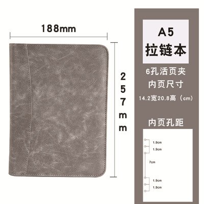 Faux Leather A5 B5 Padfolio with Calculator Zipper Binder Notebook Briefcase File Executive Folder Spiral Travel Notepad: Dark Grey