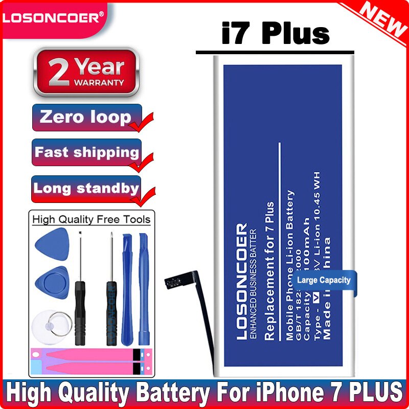 4100 Mah Hoge Capaciteit Voor Originele Apple Iphone 7 Batterij, 7 Plus Batterij Mobiele Telefoon Batterijen + Gratis Tools Kit: For iphone 7 Plus