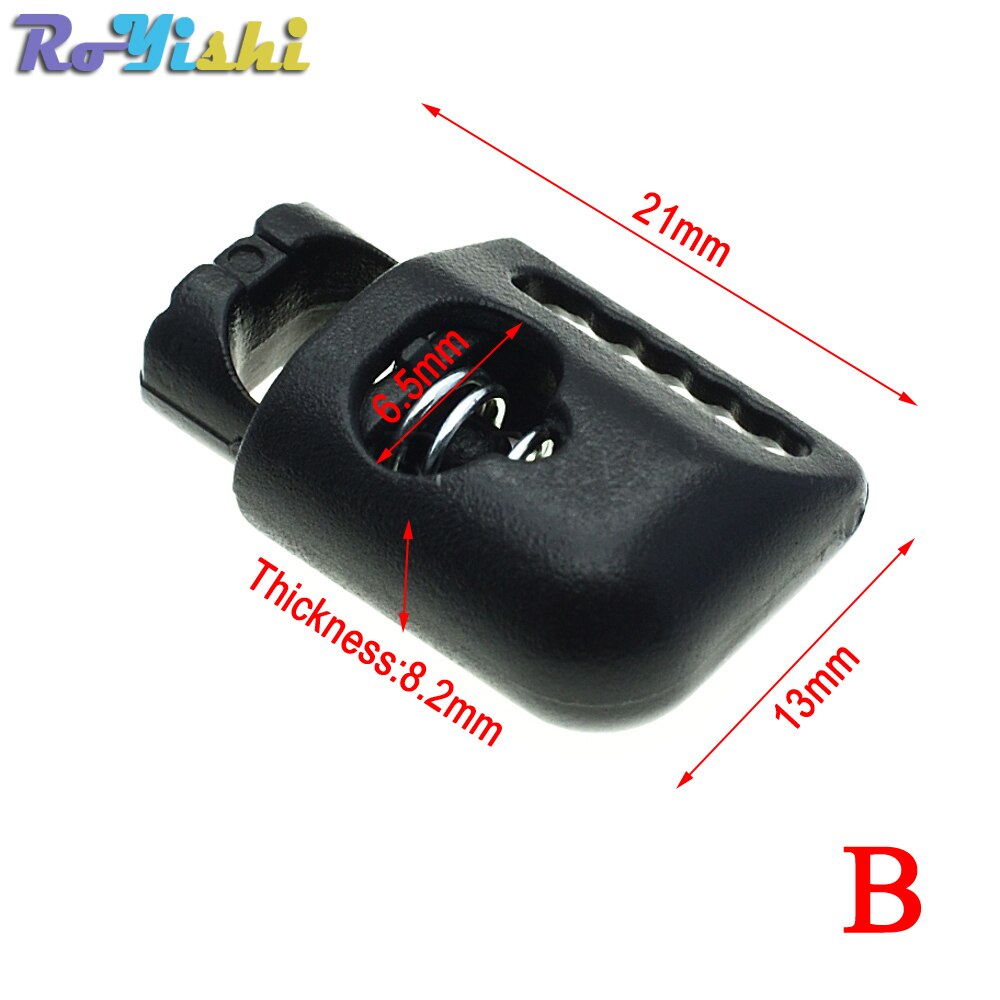 100 Stks/pak Cord Lock Toggle Clip Stopper Plastic Black Voor Tassen/Kleding