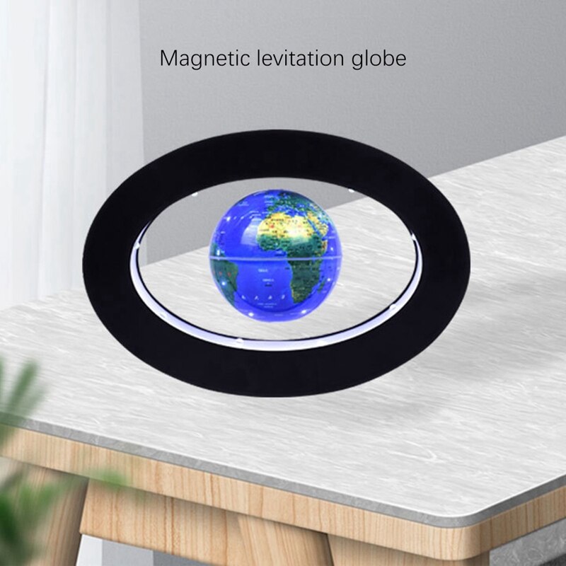 3 Inches Floating Globe Globe World Map Magnetic Levitation Globes C-Frame LED English Blue Globe For Kids-US Plug