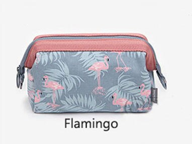 VOGVIGO Women Travel Day Clutches Zipper Trunk Makeup Case Handbags Organizer Storage Pouch Toiletry Wash Bag Ladies Hand Bags: flamingo