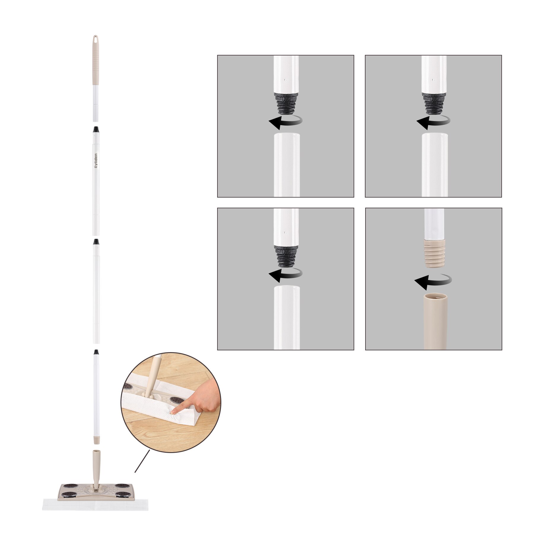 Eyliden Disposable Electrostatic Dust Mop with 10PCS Dry Refill Floor Wipes Pads Electrostatic Adsorption Hair Dust