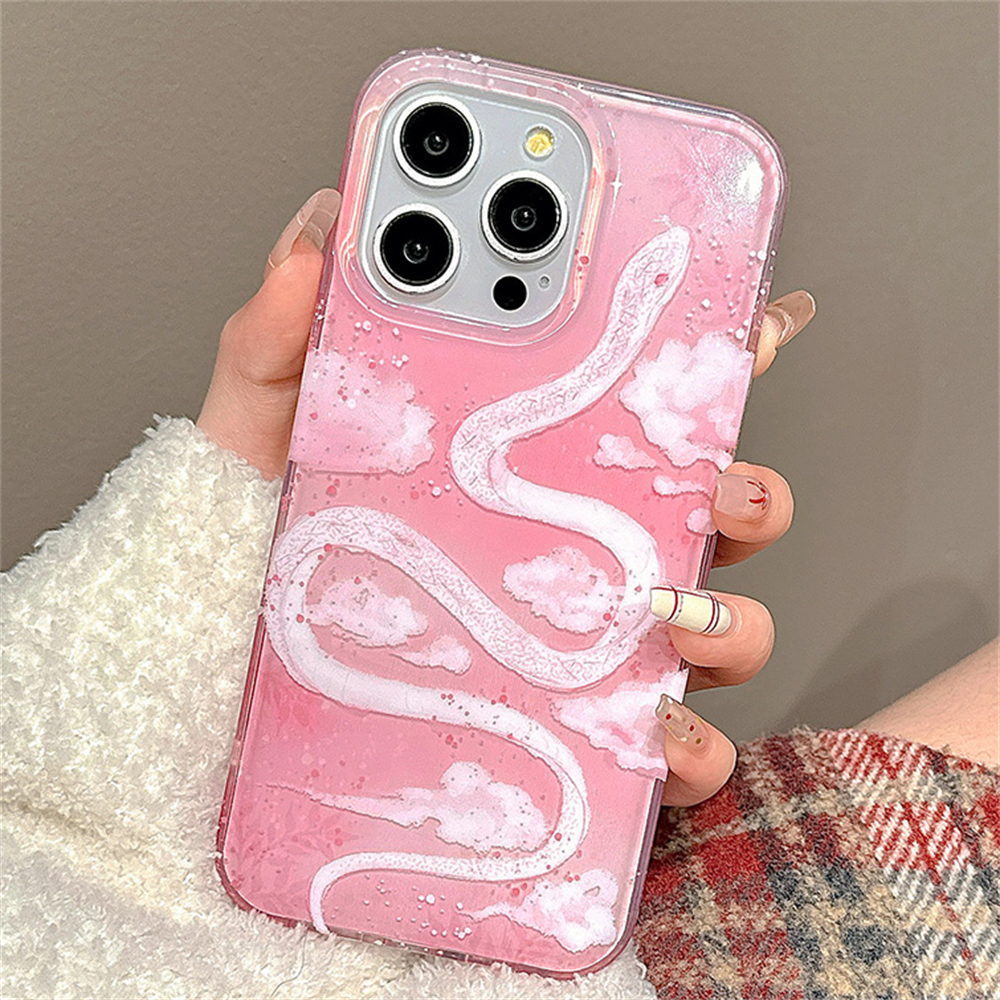 Funda de teléfono de serpiente blanca Xiangyun bonita de lujo para iPhone 16 15 14 13 Pro Max carcasa trasera a prueba de golpes para novia y amiga