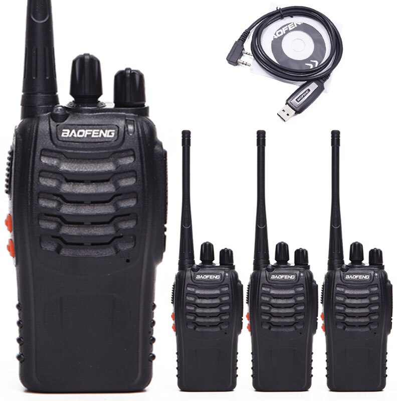 Baofeng BF-888S Walkie Talkie Uhf Twee Manier Radio BF888S Handheld Radio 888S Comunicador Zender Transceiver + 4 Headsets: 4pcs add programming