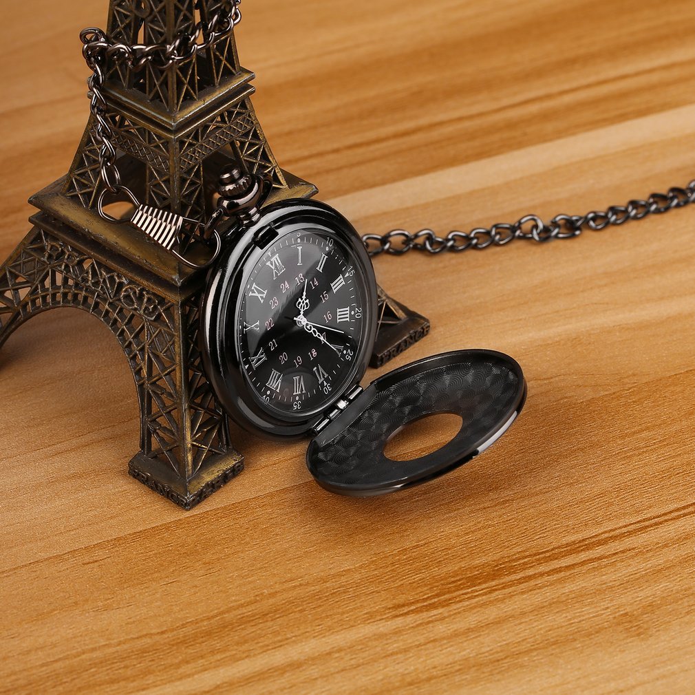 Quartz Steampunk Pocket Watch Vintage Roman Number Men Women Fob Watch With Sweater Necklace Chain