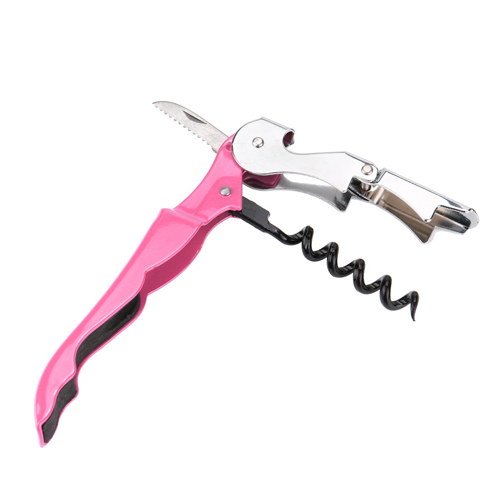 Rvs Kurk Schroef Corkscrew Multifunctionele Wijn Cap Opener Ok Bier Cap Flesopener Keuken Bar Gereedschap Accessoires: Roze