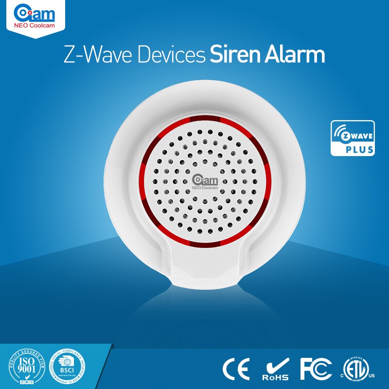 Capteur d'alarme de sirène sans fil NEO Coolcam NAS-AB01Z z-wave Compatible avec l'alarme de capteur z-wave Plus alarme domotique