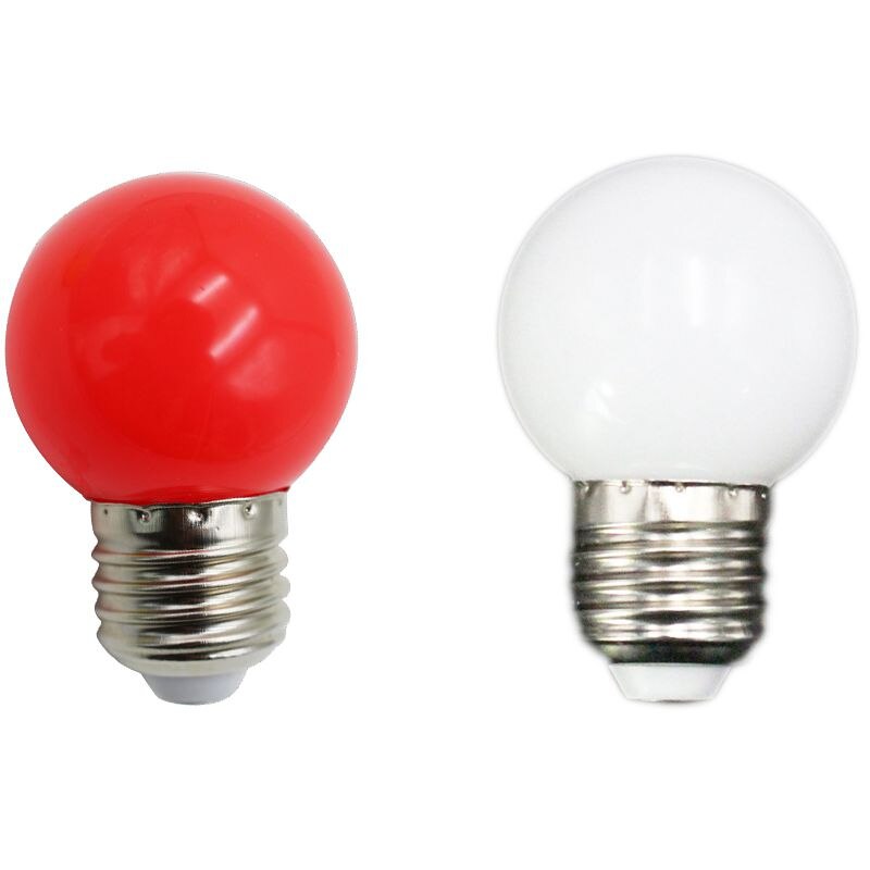 2 Pcs E27 Led-lampen-E27 1W Pe Frosted Led Globe Kleurrijke Wit/Rood/Groen/blauw/Ylellow Lamp 220V -1Pcs (Rood & Wit)