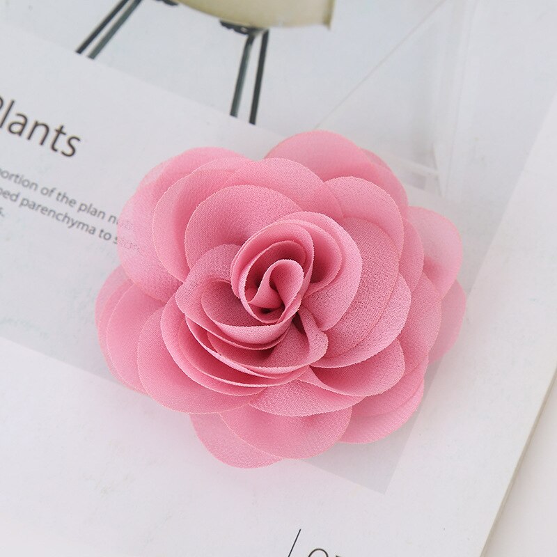 5 pçs 9cm moda cetim chiffon flores para diy acessórios de cabelo tecido buquê de flores decoração casamento cabeça envoltório para bandana: 4