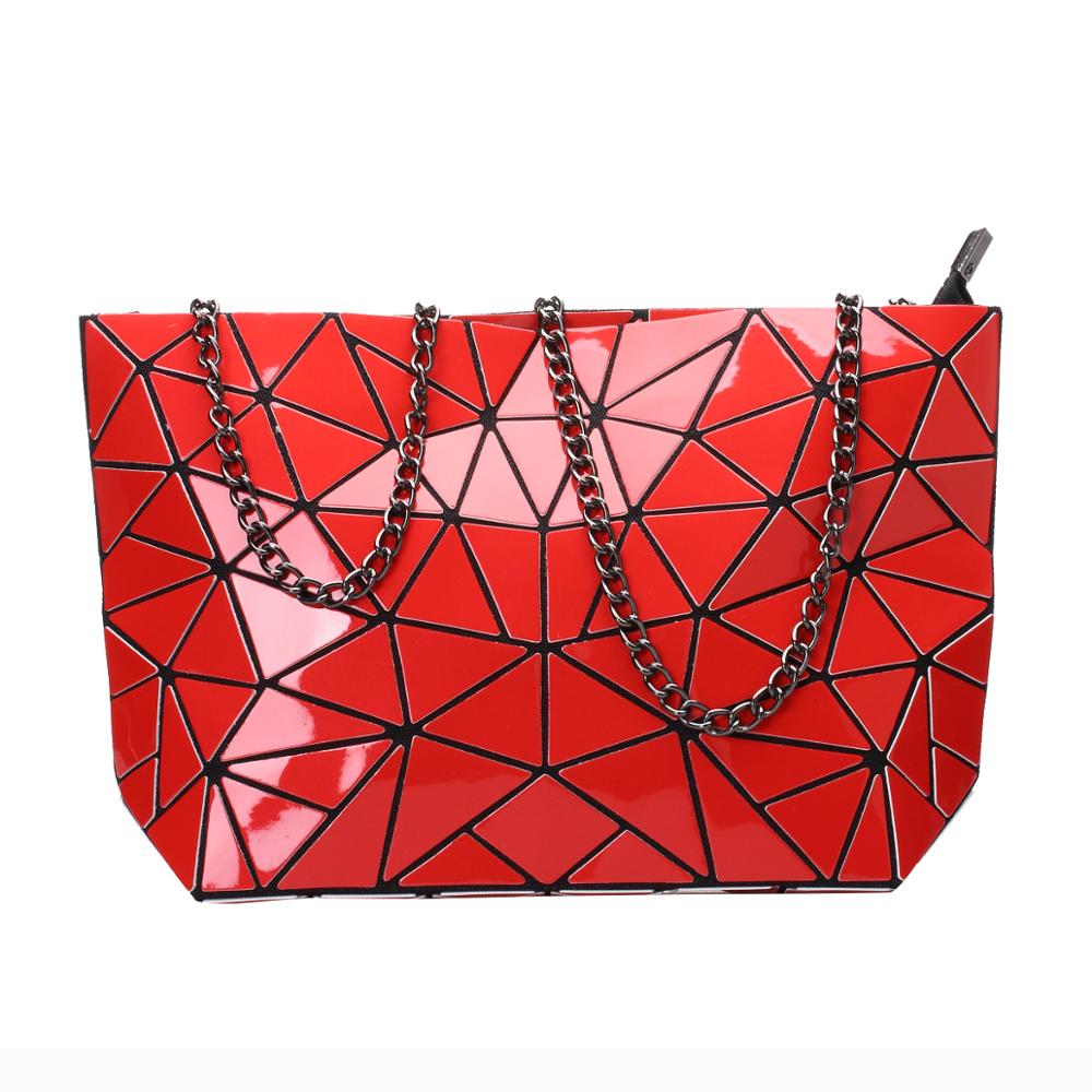 Vrouwen Keten Schoudertas Sac A Main Tas Mode Geometrische Messenger Bags Vlakte Vouwen Crossbody Tassen Clutch Avondtasje Bolso: red