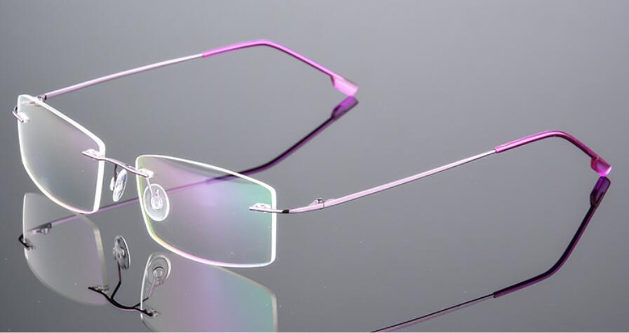 Titanium Alloy Rimless Anti Blue light Glasses Frame Male Female Goggles Ultra-light Radiation-resistant Computer Gaming Eyewear: Purple