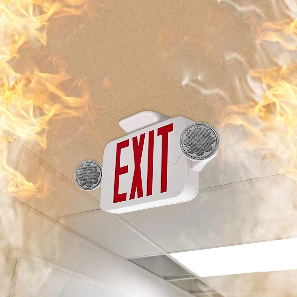 EXIT Sign met Noodverlichting Rood EXIT Compact Combo Hardwired Hoge Output LED Brand Noodverlichting Verstelbare Tool N19