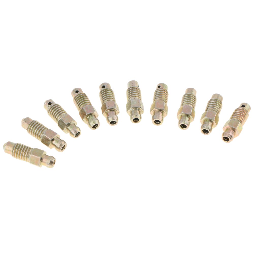 10 Pcs M8*1.25mm Motorcycle Car Brake Bleeder Nipple Caliper Bleed Screws Universal Brake Bleeder Screws Kits Metal Brake Part