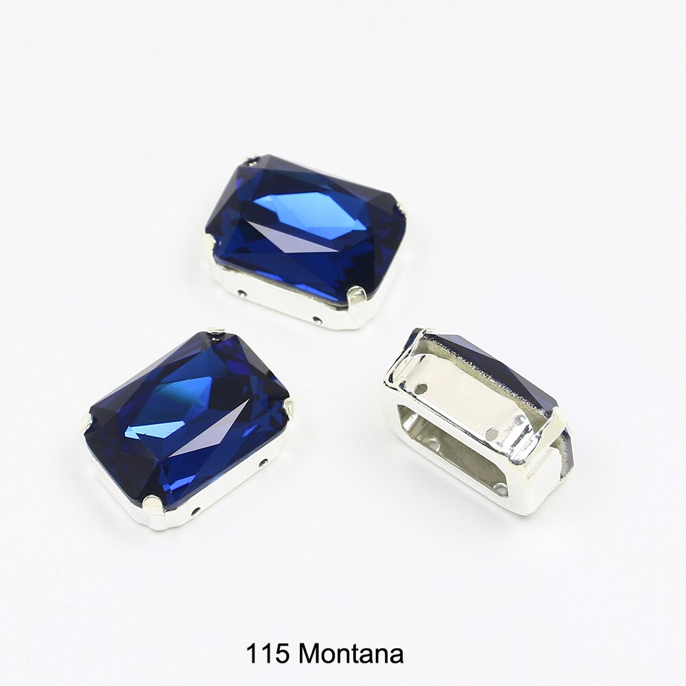 13*18mm 30 rechthoekige kristal naai-op losse platte strass steentjes met klauw naai-strass steentjes voor handwerkkleding: 115