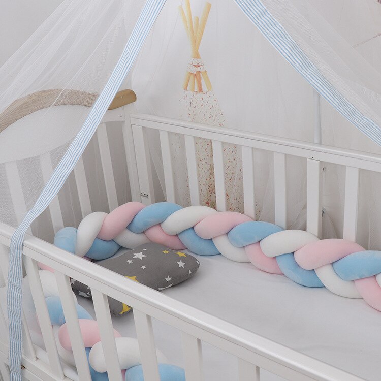 3m længde nordisk knude barneseng sengetøj sæt krybbe beskytter vugge kit sæt baby værelse dekoration