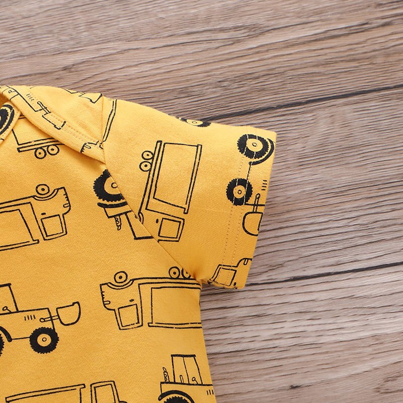 Zomer Baby Bodysuit Peuter Jongens Kleding Sets Casual Korte Mouw O-hals Cartoon Baby Jongen Jumpsuit + Shorts Baby Jongens Outfit