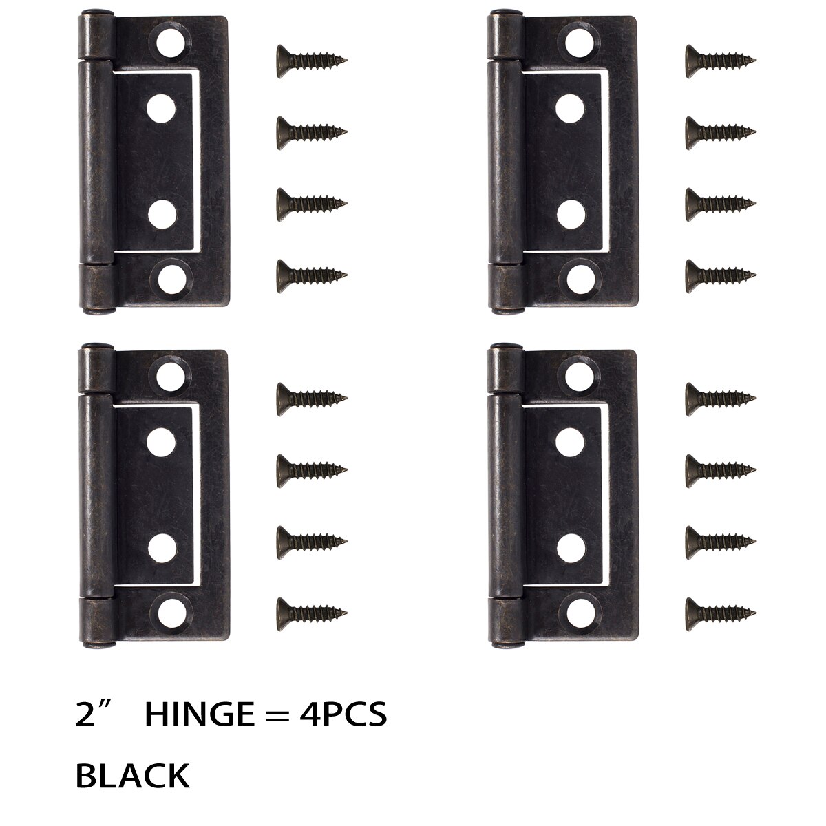 2 Inch Iron Furniture Mortise Hinge for Cabinet Door with Free Screws, 135 Degree Open, Antique Copper, Black, Nickel Color: black