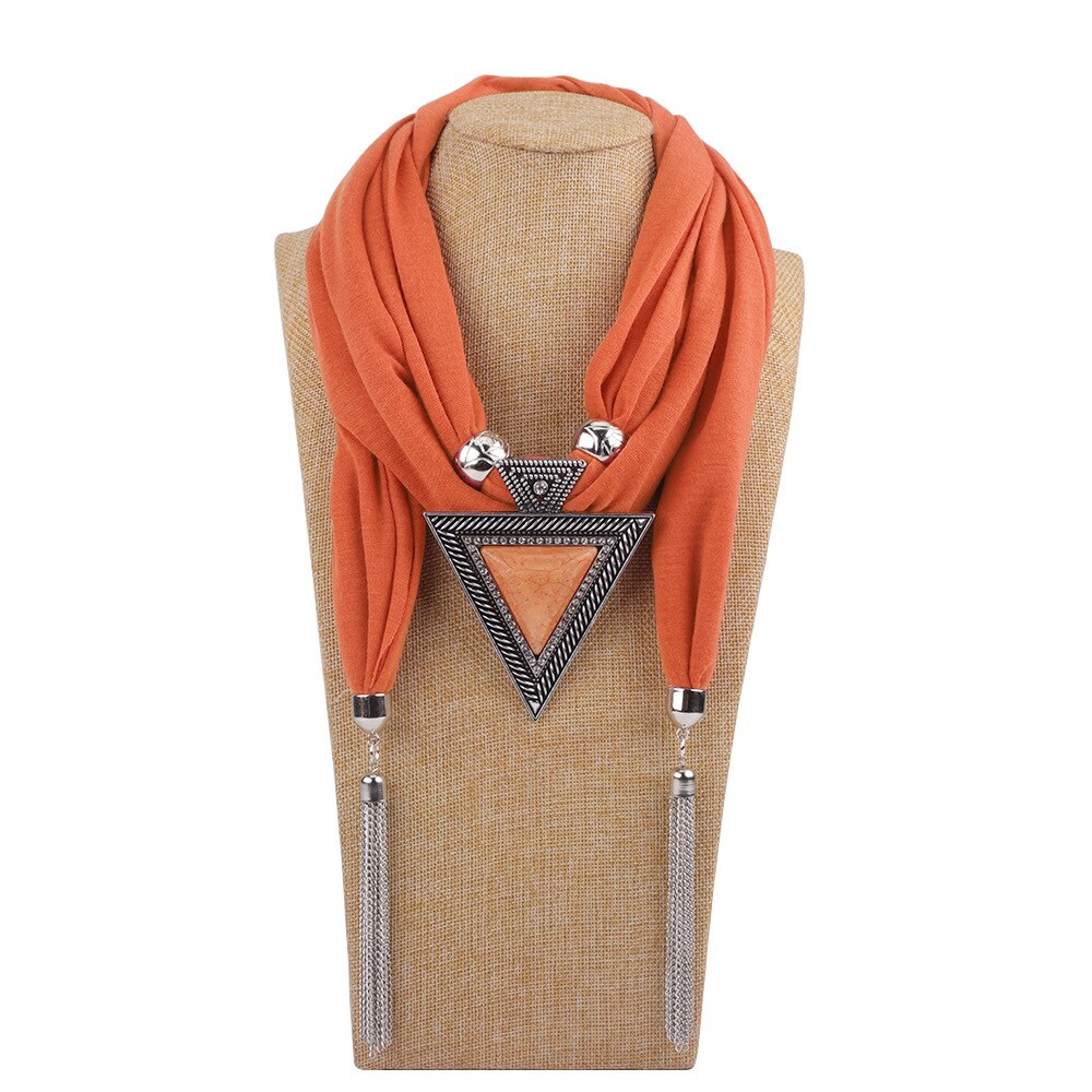 Écharpe à chaîne pour femmes, bijoux à la , collier, écharpe à pendentif, Foulard de tête, Hijab pour femmes, accessoires: Orange