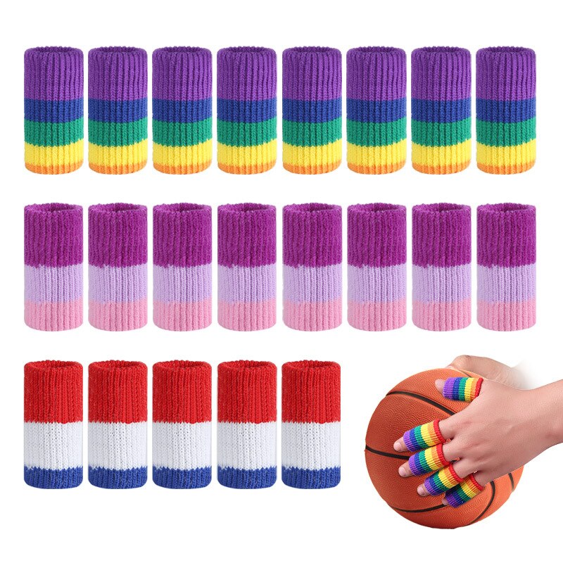 10 stück regenbogen-fingerschutz für basketball und badminton, bequeme, atmungsaktive knöchelschützer für verschiedene sportarten