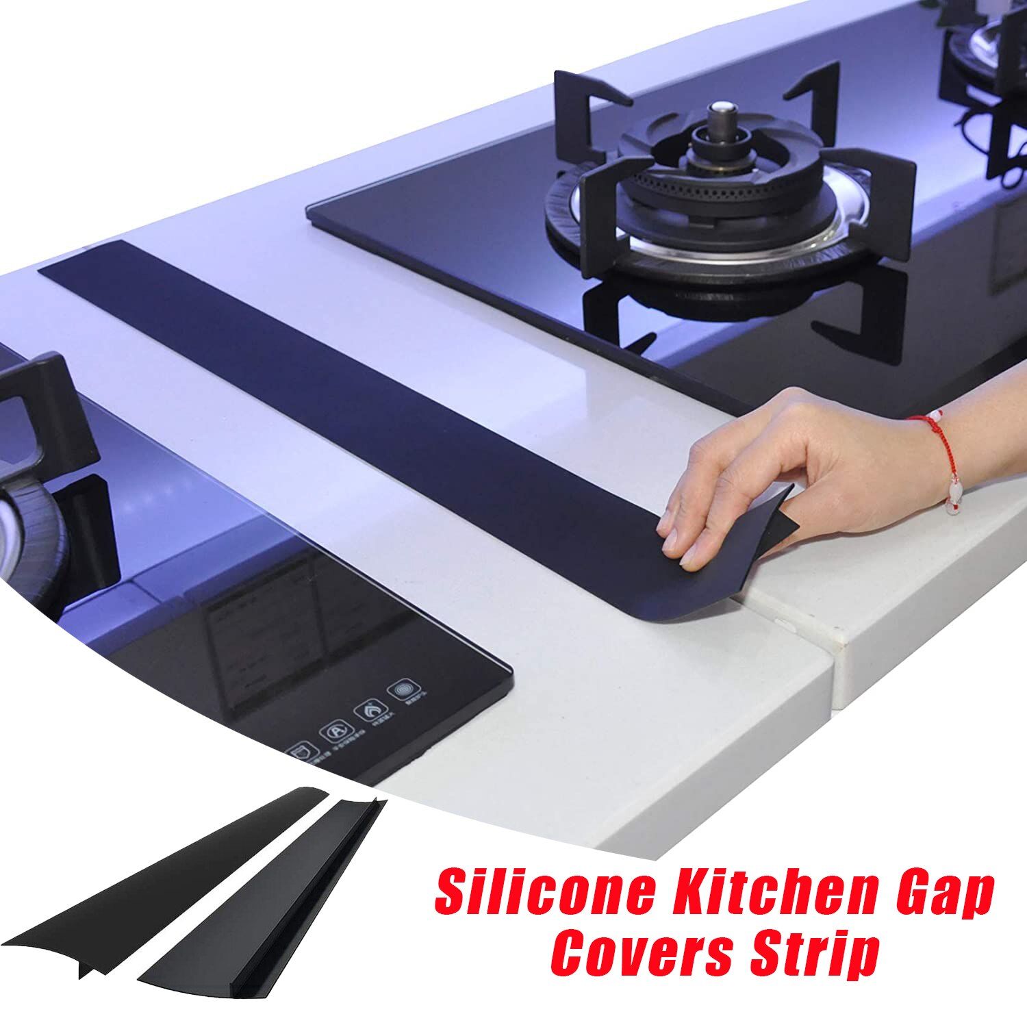 Silicone Kitchen Gap Covers Strips Oil/Dust/Water Proof Heat-Resistant Seal Gap Filler/Sticker Between Counters, Stovetops