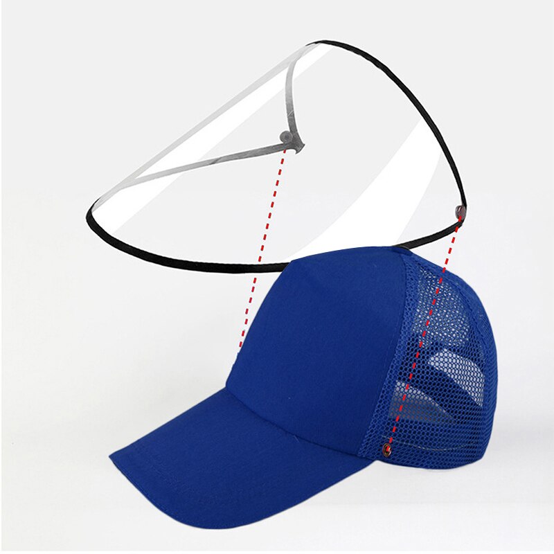 Anti-Spitting Beschermende Baseball Cap Met Stofdicht Transparant Cover Outdoor Gezicht Cover Caps YA88