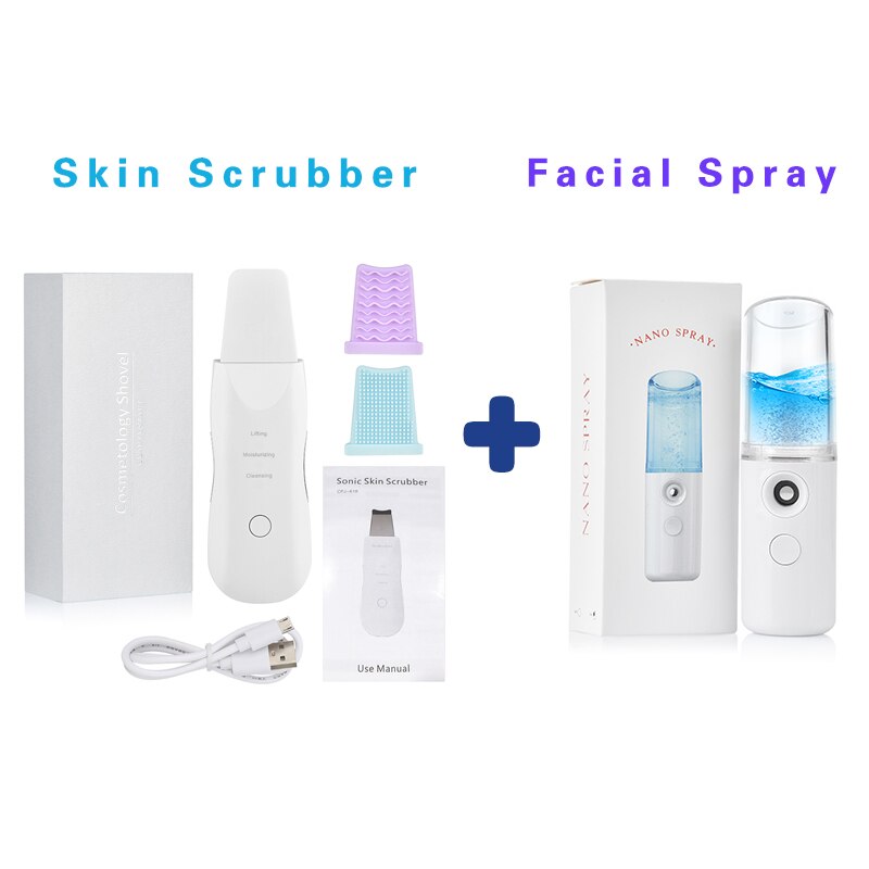 Ultrasonic Scrubber Deep Cleansing Face Scrubber Facial Cleansing Shovel Exfoliating Skin Scraper Peeling Beauty Instrument: like picture show