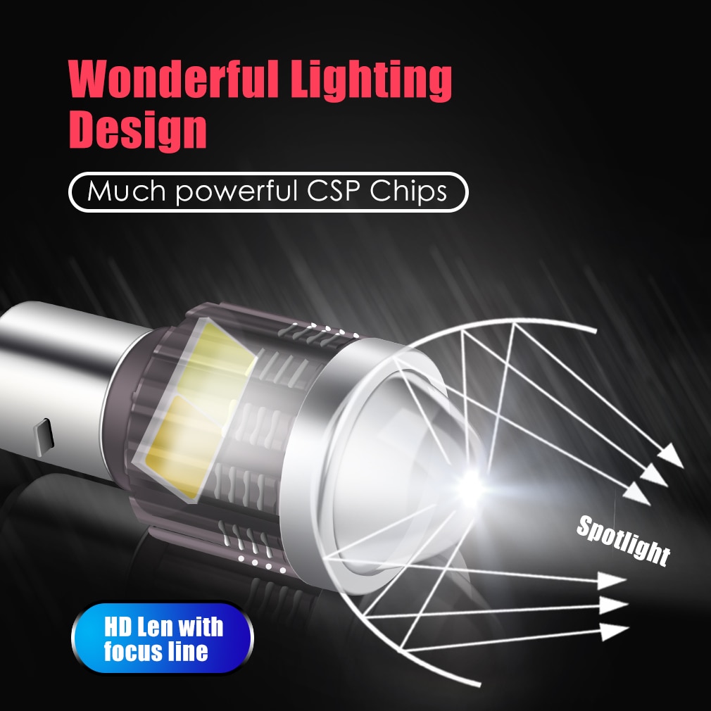 Ampoules de phare de Moto LED H4 H6 BA20D P15D, lentille CSP, blanc jaune, accessoires de Scooter Hi Lo, antibrouillard 12V, 10000lm