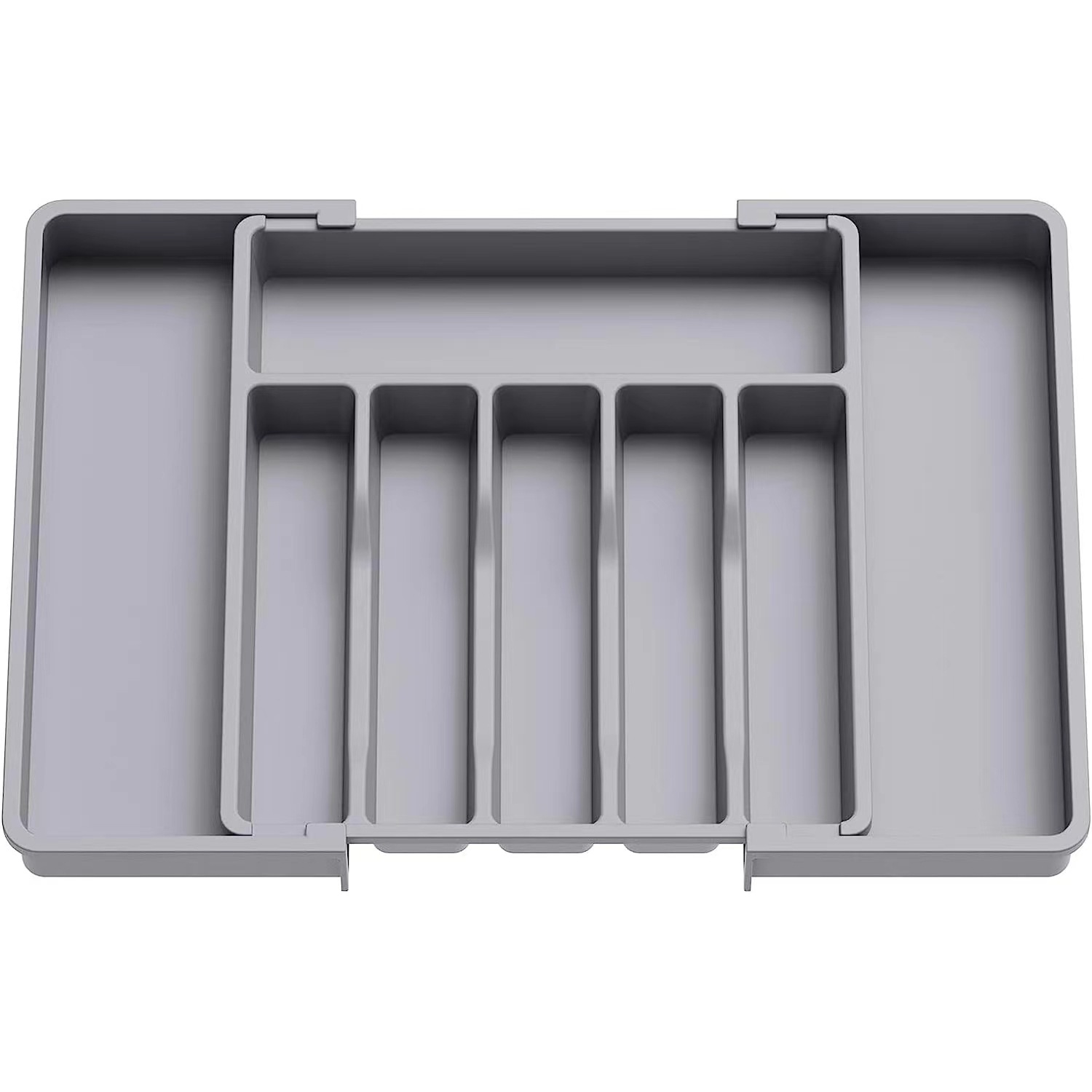 Organizador de cajones para cubiertos, tenedor, cuchara, palillos y caja de almacenamiento de cubiertos, organizador de estante de almacenamiento divisor de cubiertos, 1 ud.: Gris claro