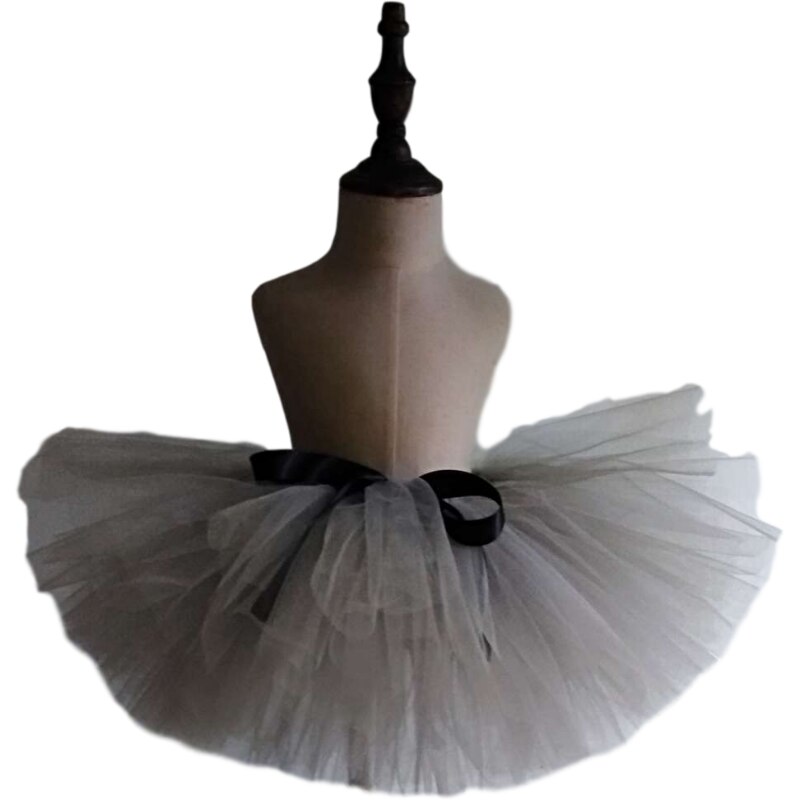 Handmade Girls Fluffy Dance Ballet Tutu Skirt Grey Color Nylon Baby Kids Birthday Party Costume Tulle Tutu Skirt