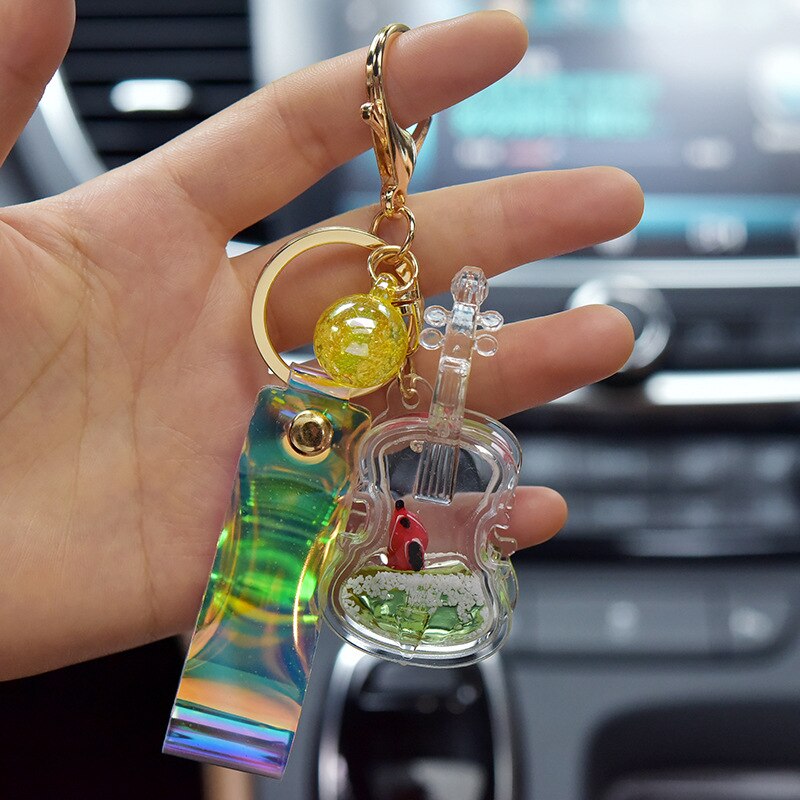 Akrylowy olej skrzypce brelok oceany lalka ruchome piaski gitara wisiorek brelok robić kluczyków robić samochodu prezent hurtownia