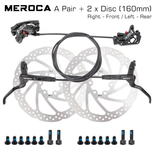 MTB Hydraulic Brakes Set Bicycle Disc Brake Mountain Bike 4 Pushes Piston Line Levers System Caliper Kit Racing Cycling