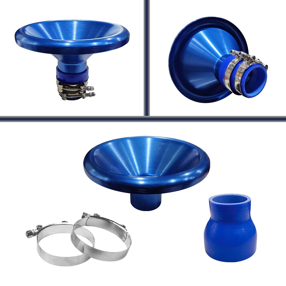 2.5 "Auto Bellmouth Velocity Stack Adapter Air Intake Turbo Hoorn Zilver Blauw Rood Zwart Tone Air Intake Turbo Hoorn met 2.5 Slang: Blauw