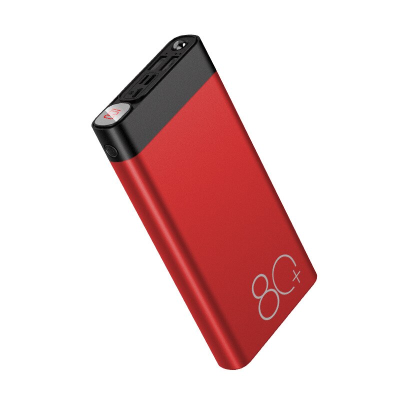 80000 mah powerbank, gehäuse aus metall-aluminiumlegierung, led-anzeige, 2 usb-ausgänge, geeignet für smartphones, tablet-pcs und gps-geräte: Rot