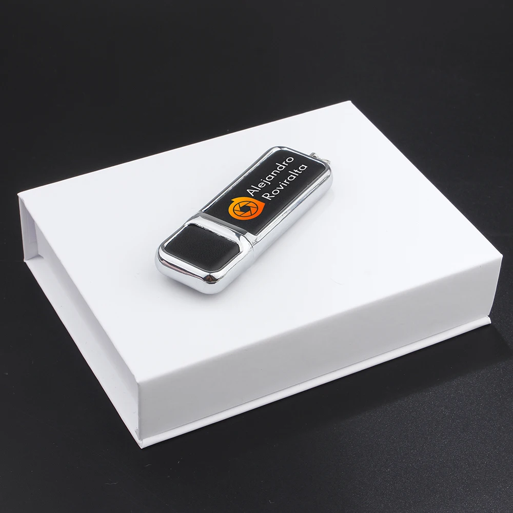 USB3.0 10 PCS LOT USB 3.0 Flash Drive 128GB Free Custom Logo Pen Drive 64GB Paper Box USB Stick Color Printing Leather Pendrive