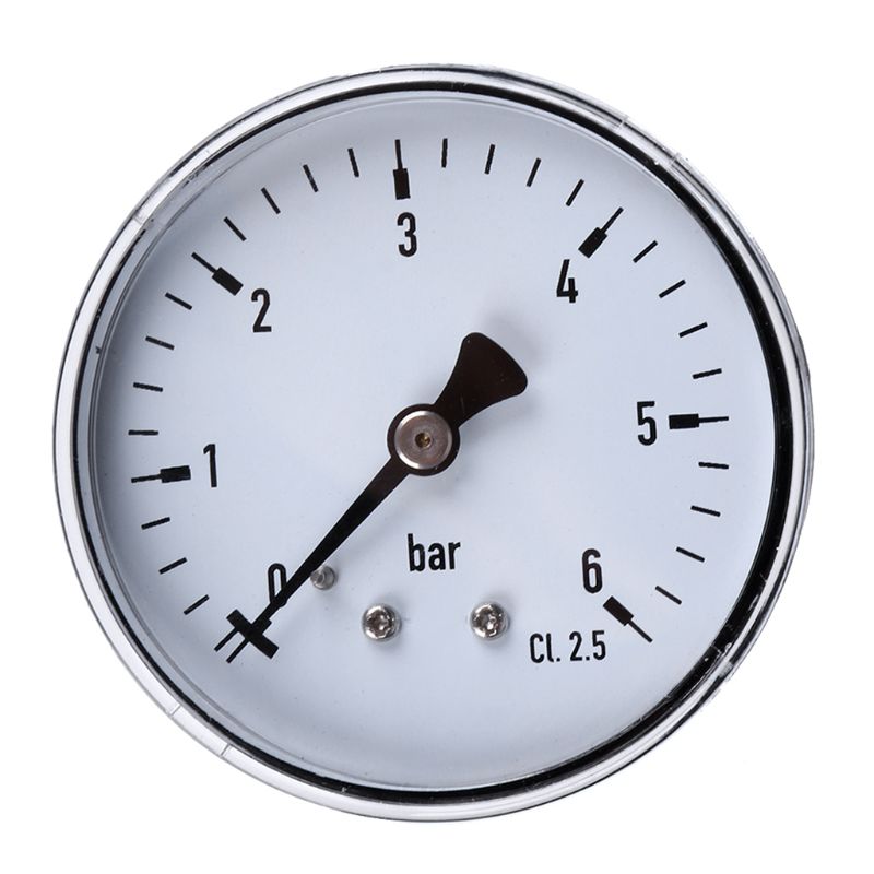 Metal 1/4"NPT 2.3" Face 6 Bar Water Mini Dial Air Compressor Meter Hydraulic Pressure Gauge Manometer Pressure Tester Back Mount