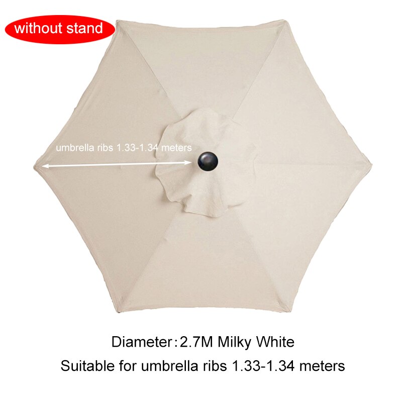 2/2.7/3M Parasol Vervangbare Doek Zonder Stand Outdoor Tuin Patio Banaan Paraplu Cover Waterdicht Zonnescherm Luifel: 2.7m Milky for 6 Rib