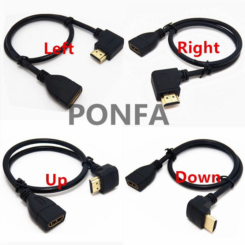 0.1M 10CM Up & Down & Right & Left Angle HDMI 1.4 A type Male to Female 1.4v Extension connector adapter cable hdmi v1.4 Angled