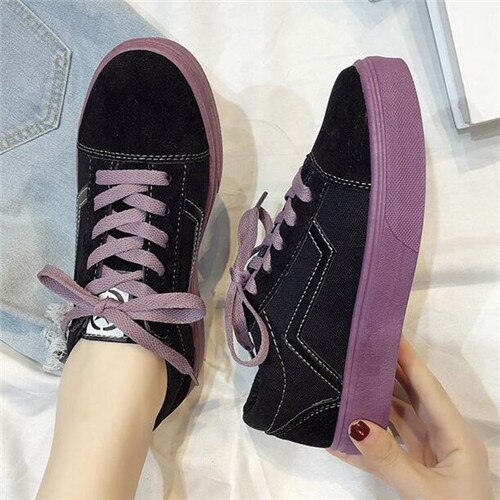 Lente Vrouwen Vulcaniseer Schoenen Mode Wilde Licht Canvas Platte Schoenen Dames Casual Low Lace-Up Sneakers