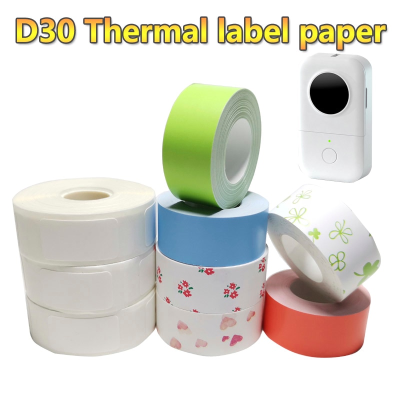 D30 Thermal Label printer Paper Phom Mini Supermarket Price sticker Paper Waterproof Anti-Oil Pure Color Scratch-Resistant