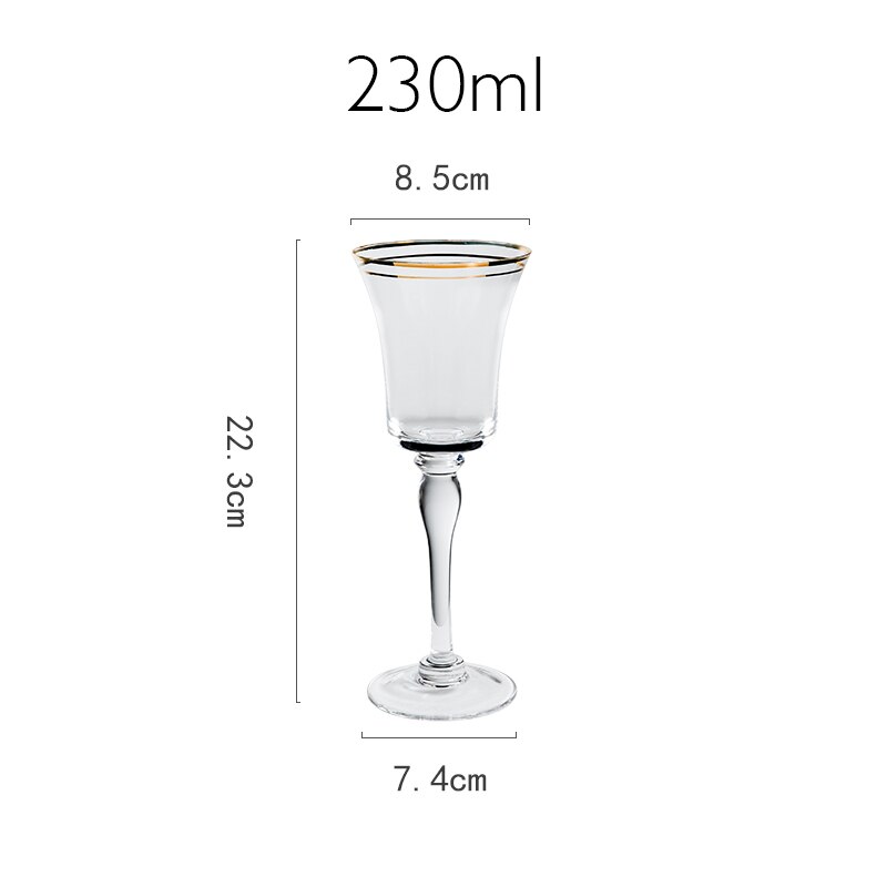 Bicchiere da vino in cristallo a bocca larga in vetro a forma di tulipano contralto bicchieri da vino dolce liquore Brandy Sherry tazza festa casa ristorante calice da bere: doppio oro 230ml