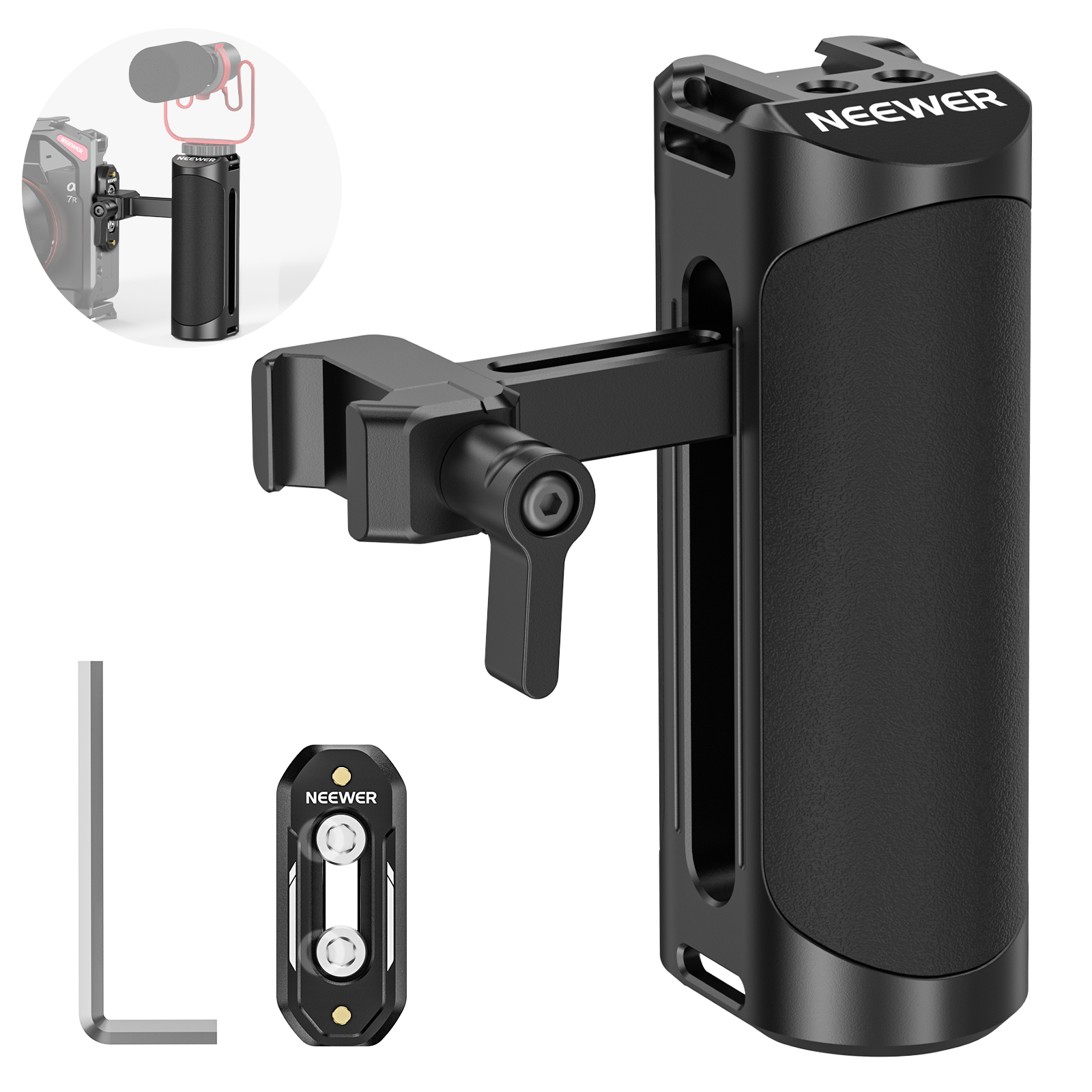 NEEWER R50 Camera Cage Compatible with Canon EOS R50 Aluminum Video Rig with NATO Rail 1/4" Threads 3/8" ARRI Holes Rig