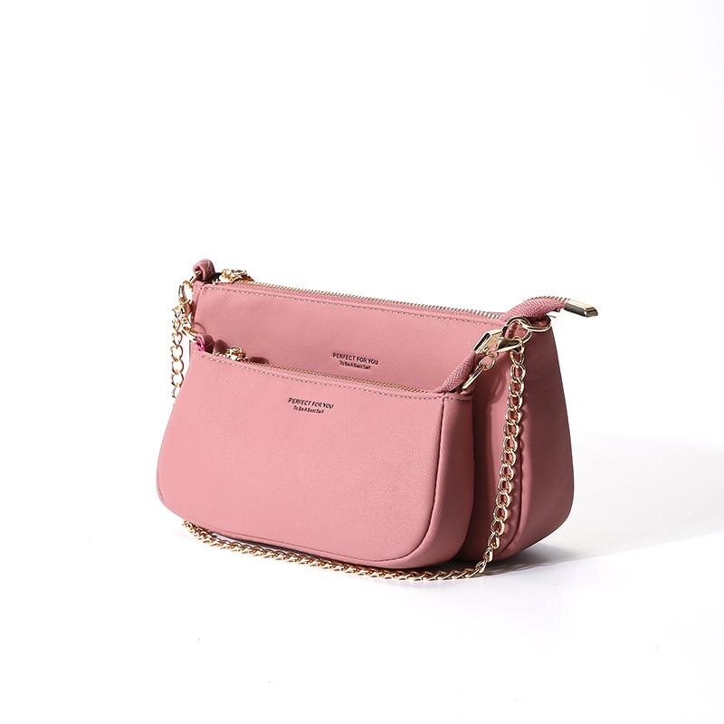 Dames schoudertassen kleine dames handtassen merk dames crossbody tas pu leer dames messenger bags: Zacht roze
