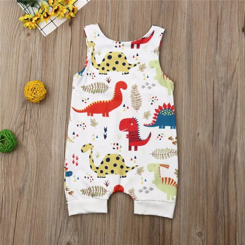 0-24M Zomer Pasgeboren Baby Jongen Meisje Kleding Leuke Dinosaurussen Print Mouwloze Romper Jumpsuit Een Stuk Outfit sunsuit