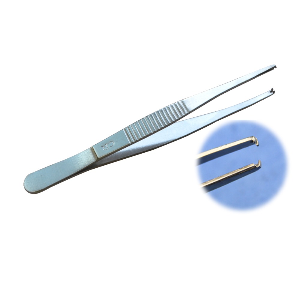 10 stuks Dental Pincet Getande Haak Tandarts Tang Gekarteld Schuine Pincet Snavel Dressing Tang Chirurgische Medische Tool
