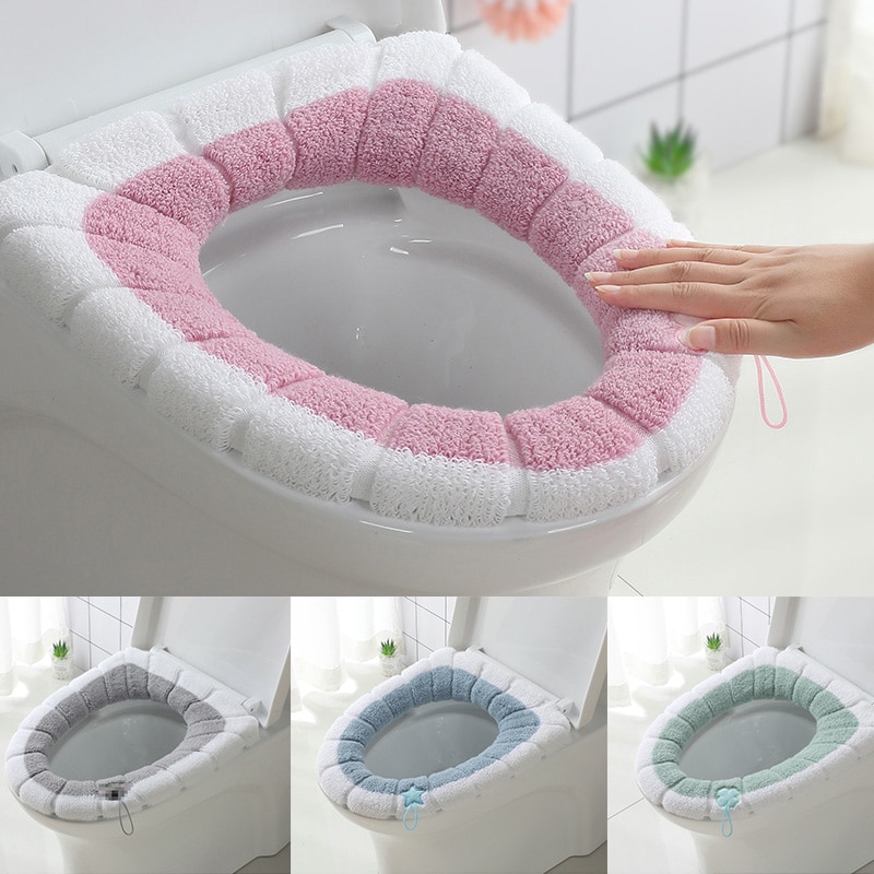 3 farver universal varm blød, vaskbar toiletsædebetræk måttesæt vinter nærskammel måtte sædekasse toilet lågbetræk tilbehør