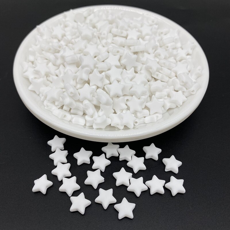 100 unids/lote 9mm cuentas acrílicas con forma de estrella de Color puro espaciador suelto para hacer joyería colgante collar pulsera hecha a mano DIY